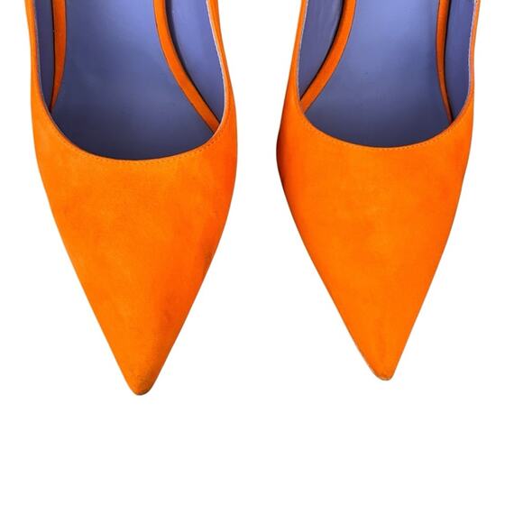 Victoria Beckham Women’s Point Toe Orange Suede Purple Interior Stiletto Heels - Picture 4 of 16